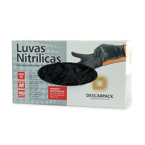 Luva Nitrílica Isenta de Pó - Preta